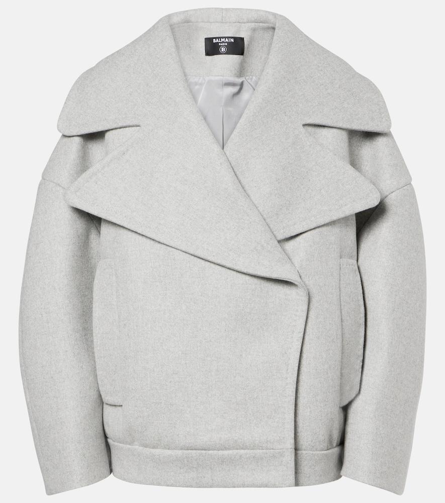 balmain oversized wool and cashmere peacoat