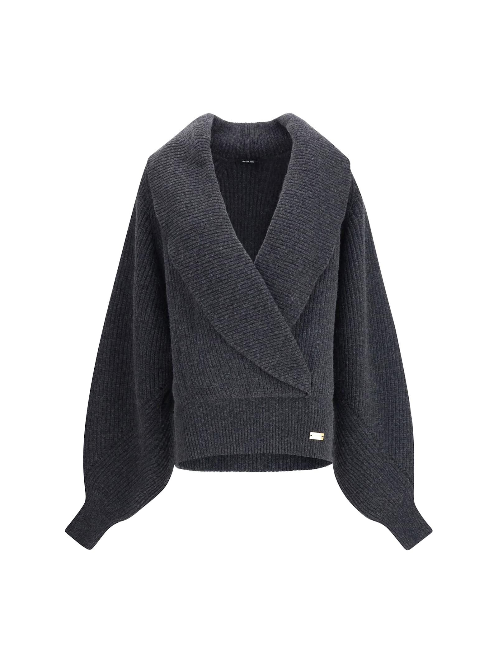 balmain oversized wrap-effect sweater