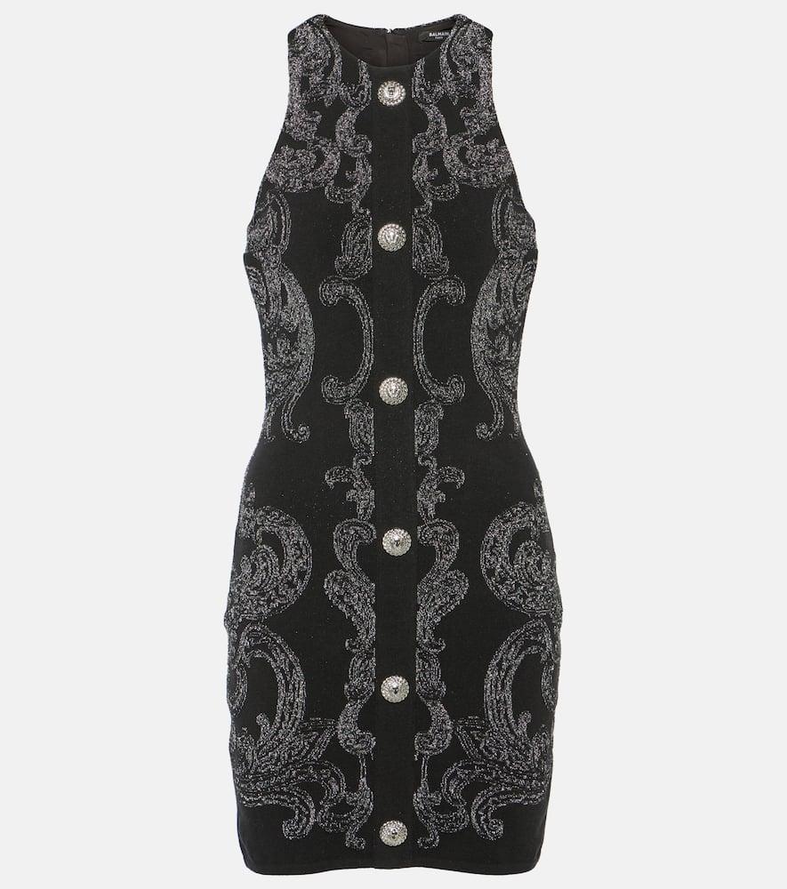 balmain paisley jacquard lurex minidress