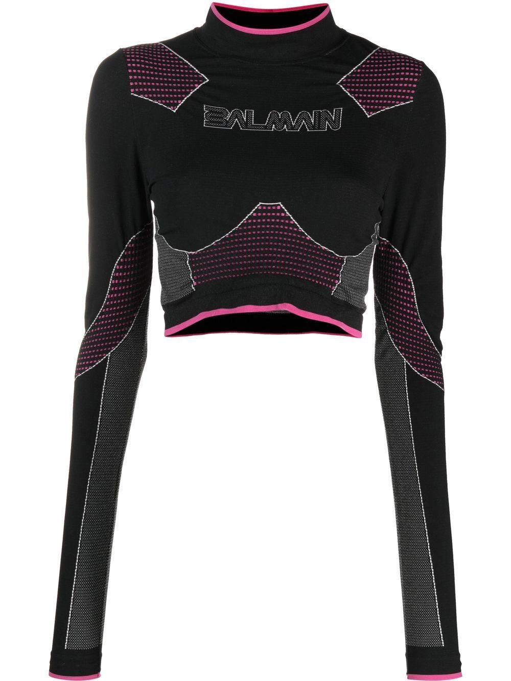 balmain paris seamless jersey top black pa ea - women