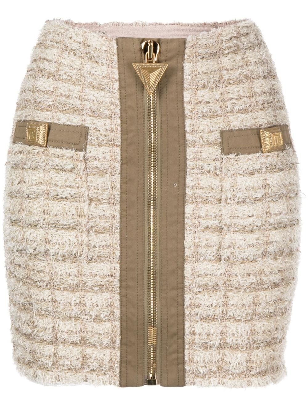 balmain paris short skirt nude & neutrals viscose gonna - women