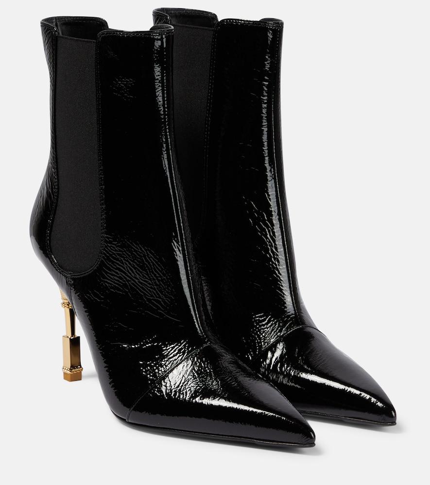 balmain patent leather ankle boots