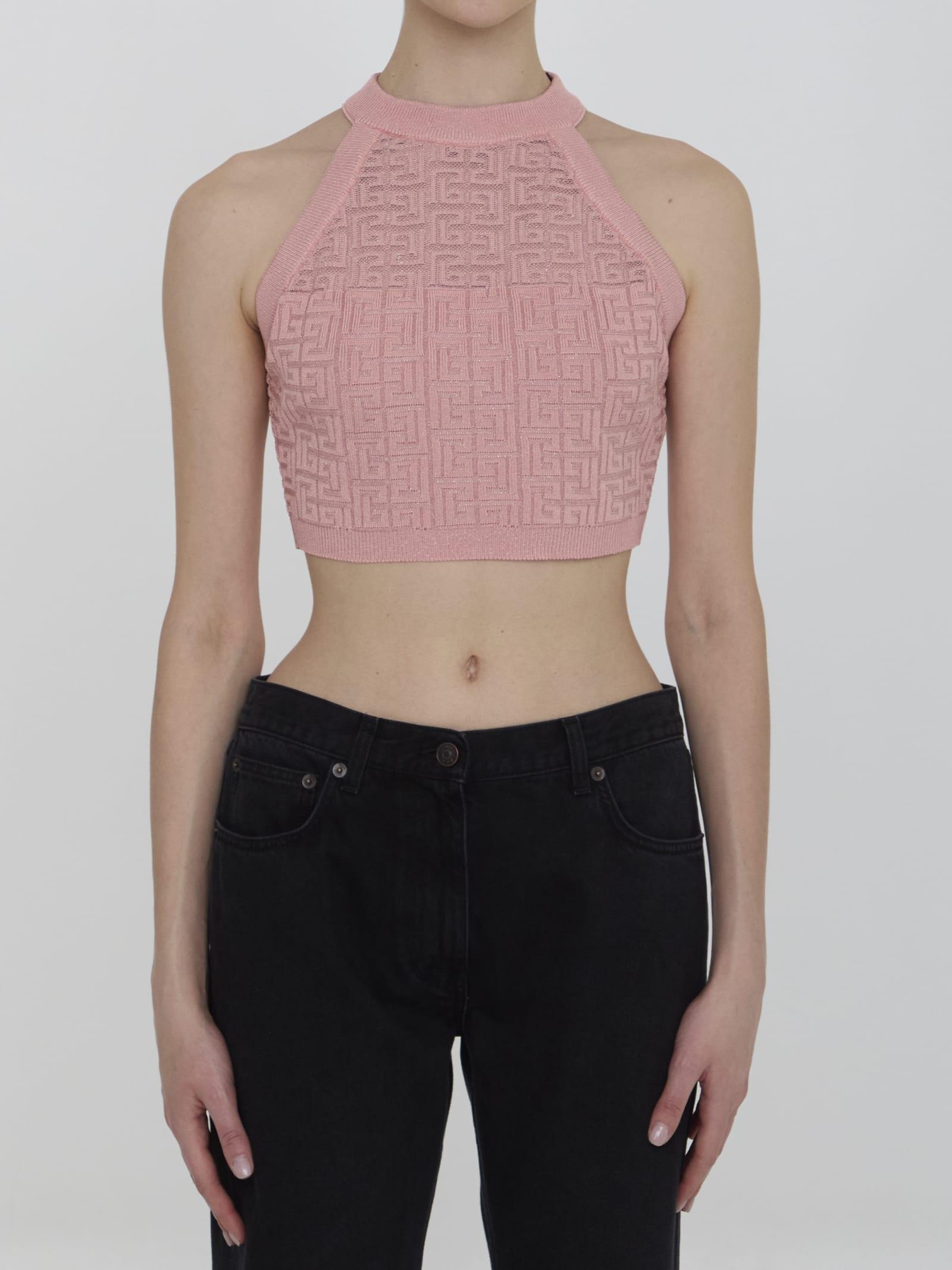 balmain pb labyrinth knit top