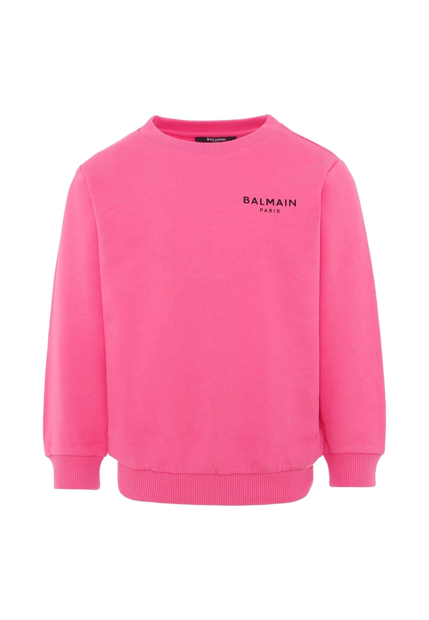 balmain pink sweatshirt for girl with logo