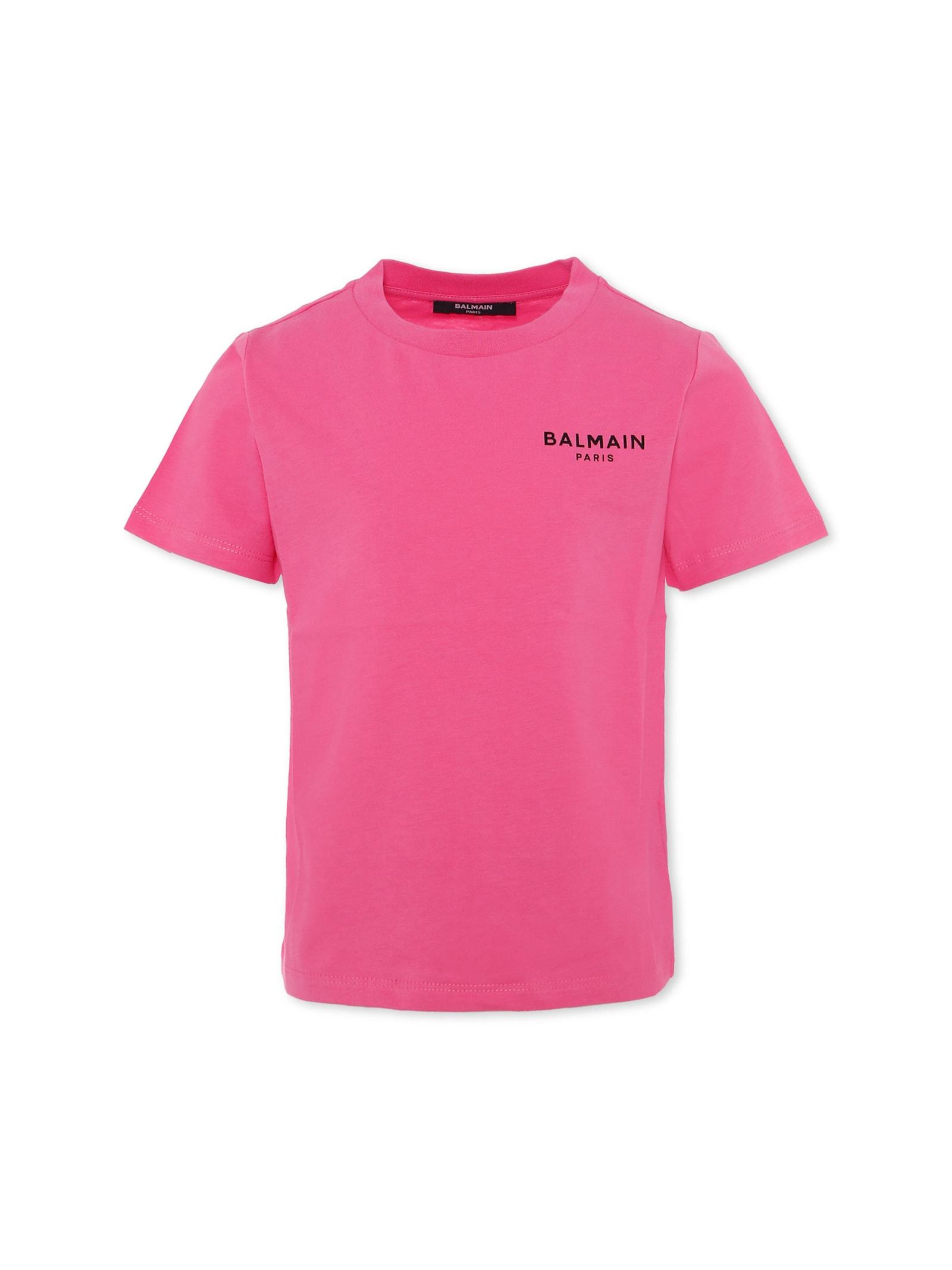 balmain pink t-shirt for girl with logo