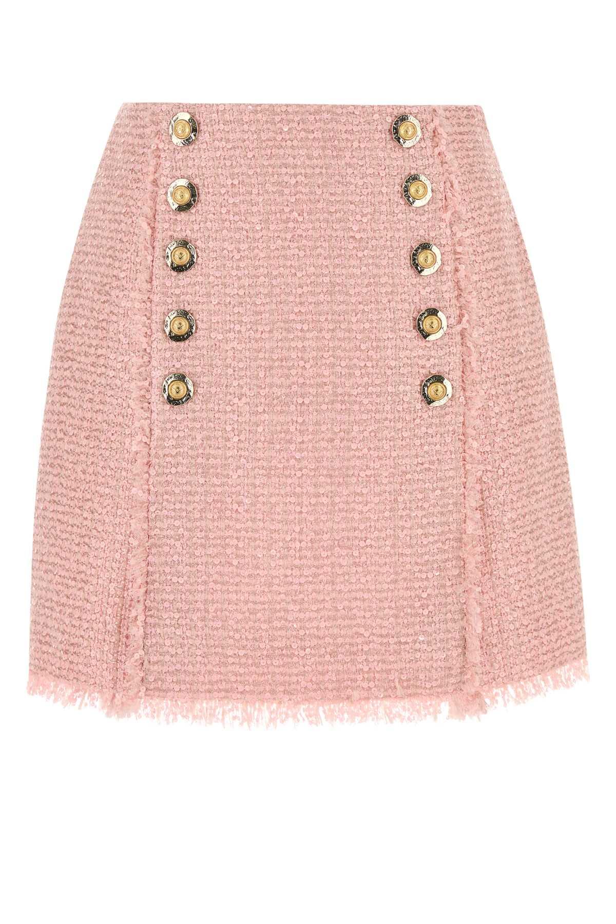 balmain pink tweed skirt