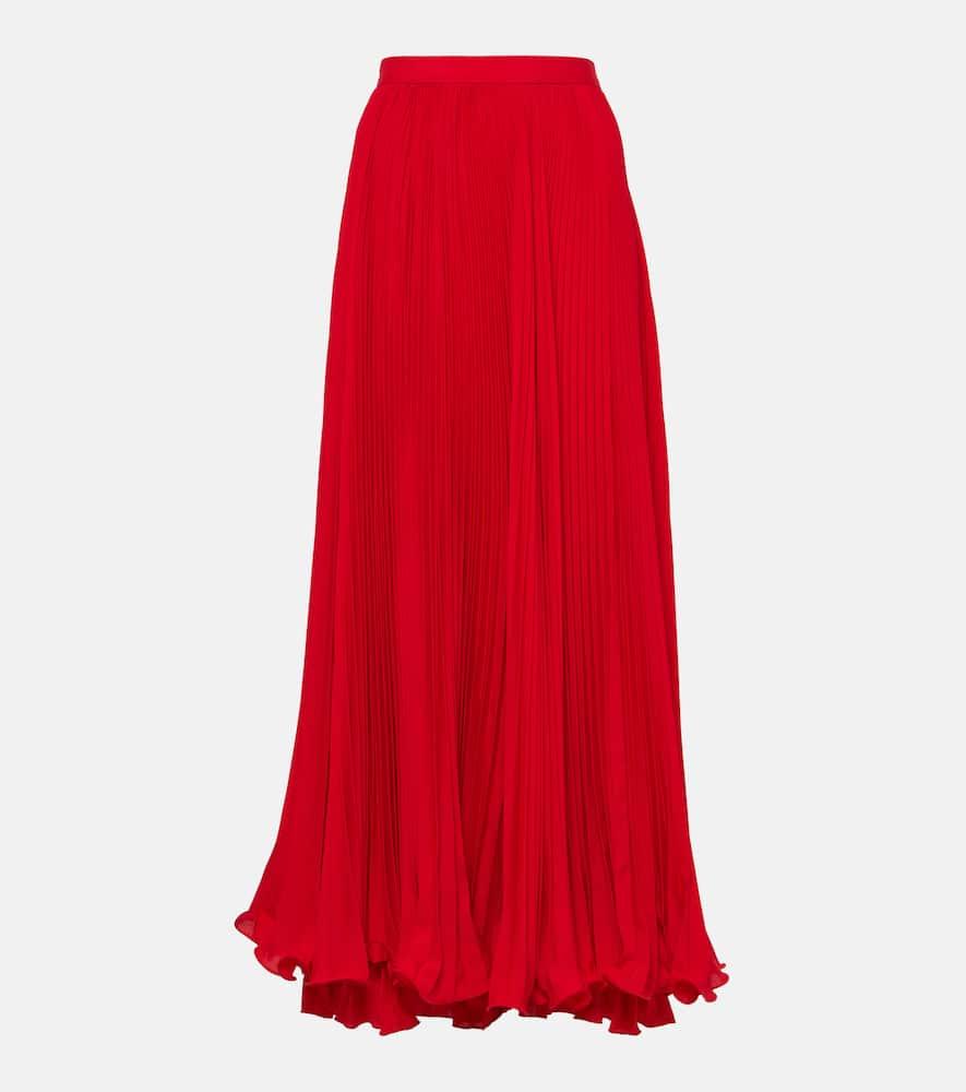 balmain pleated crêpe maxi skirt