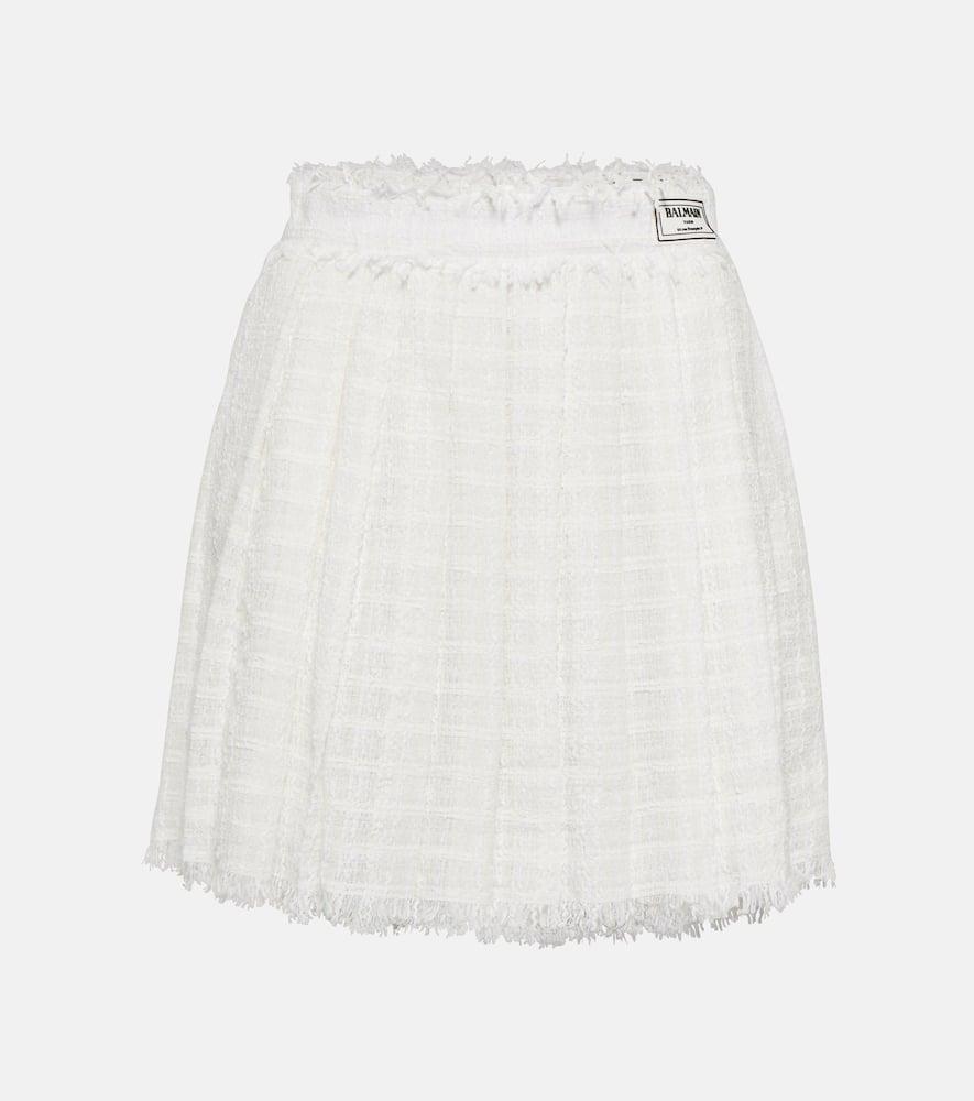 balmain pleated tweed miniskirt