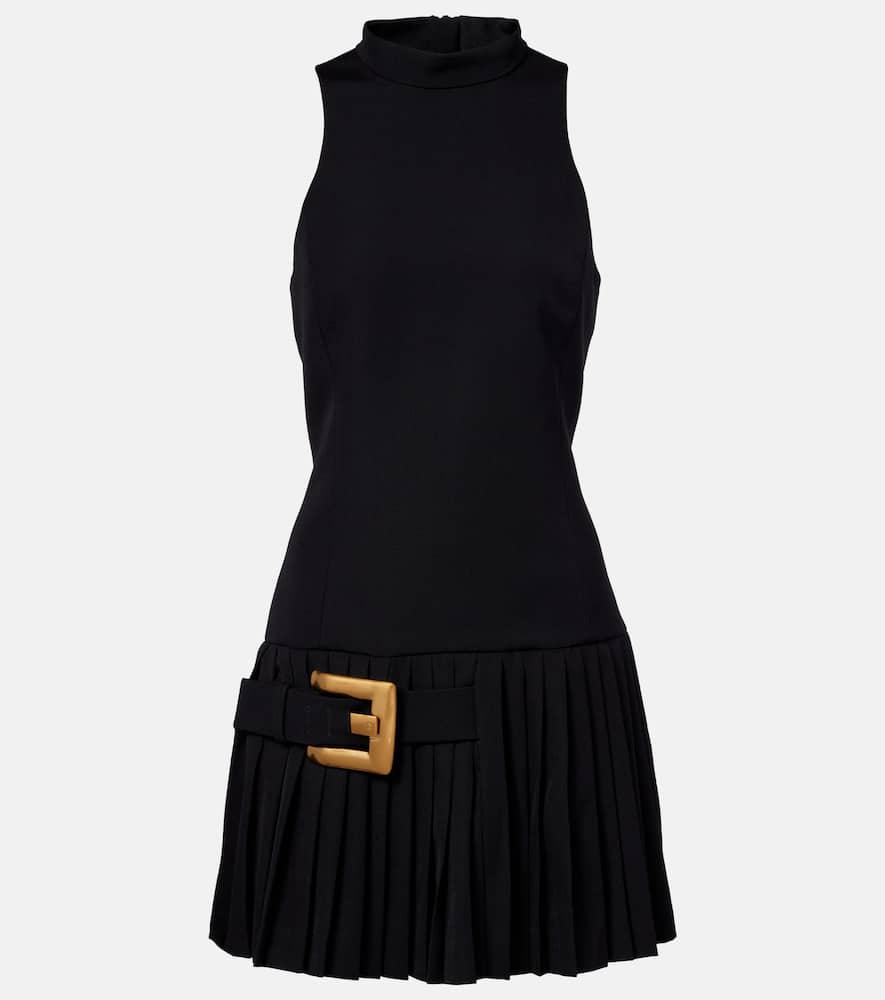 balmain pleated virgin wool minidress