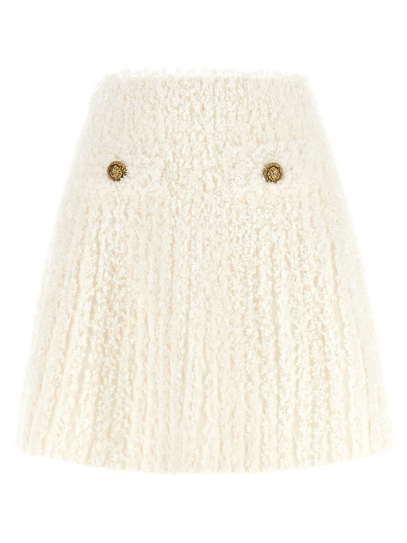balmain plumetis tweed skirt