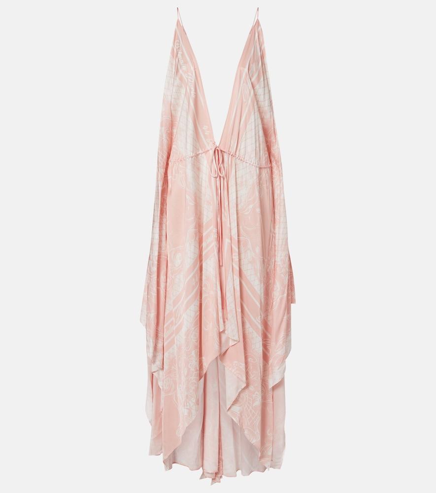 balmain printed asymmetric maxi dress