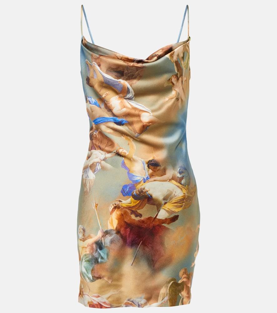 balmain printed satin minidress