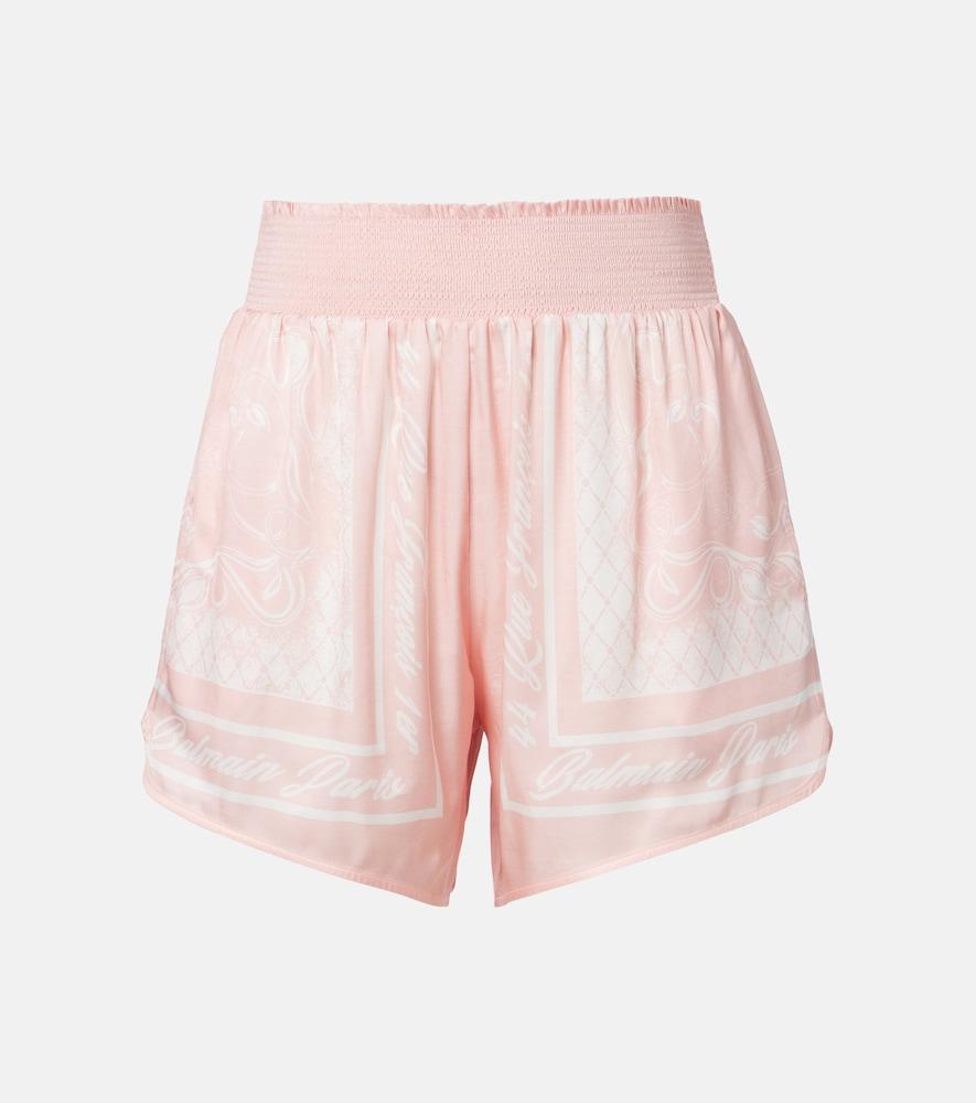 balmain printed satin shorts