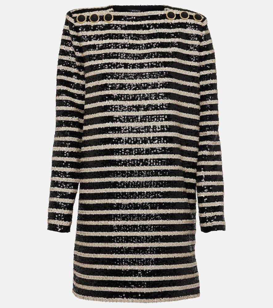 balmain sequined striped minidress