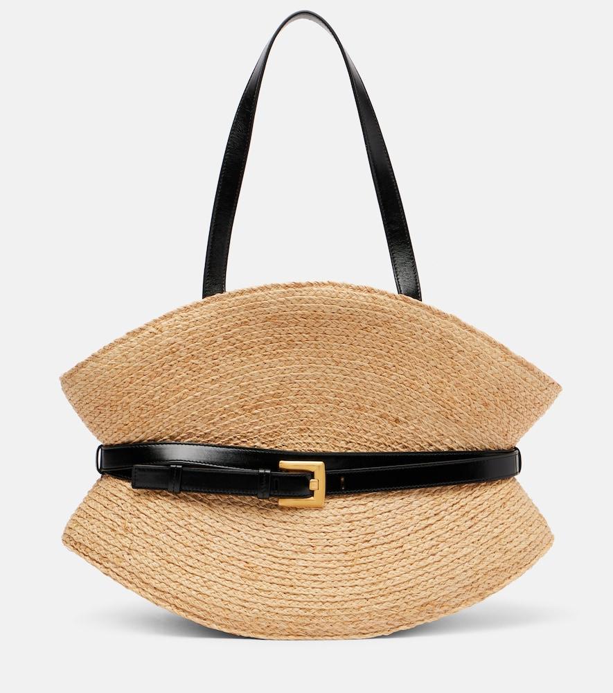 balmain shuffle medium raffia tote bag