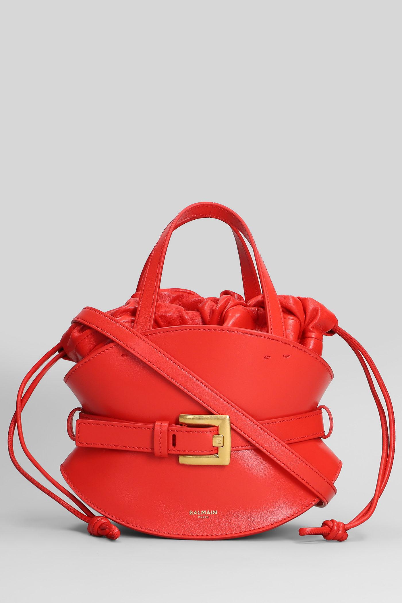 balmain shuffle mini shoulder bag in red leather