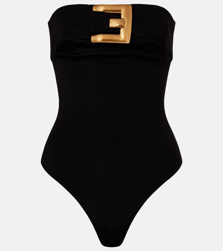 balmain strapless crêpe bodysuit