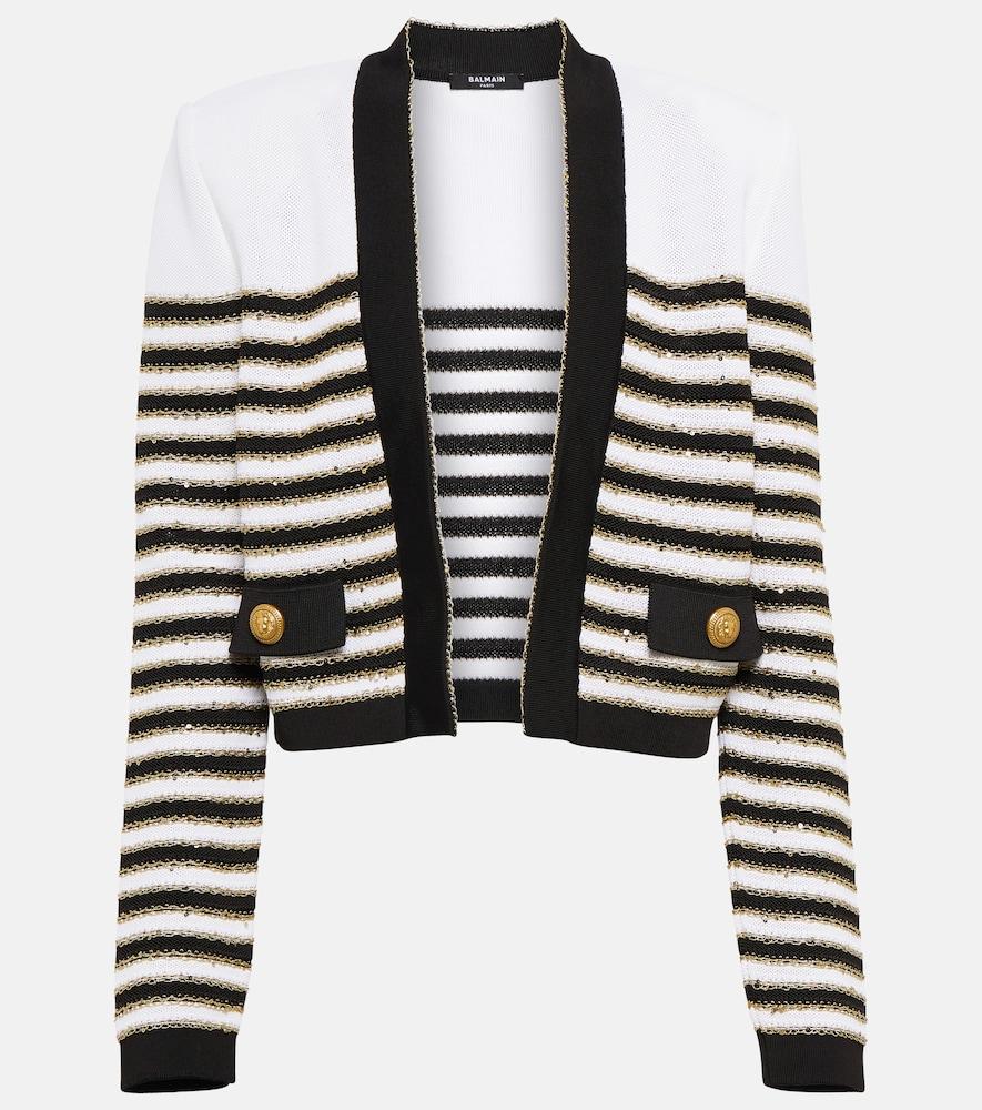 balmain striped cardigan