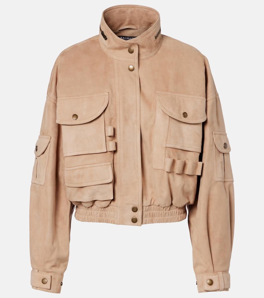 balmain suede bomber jacket