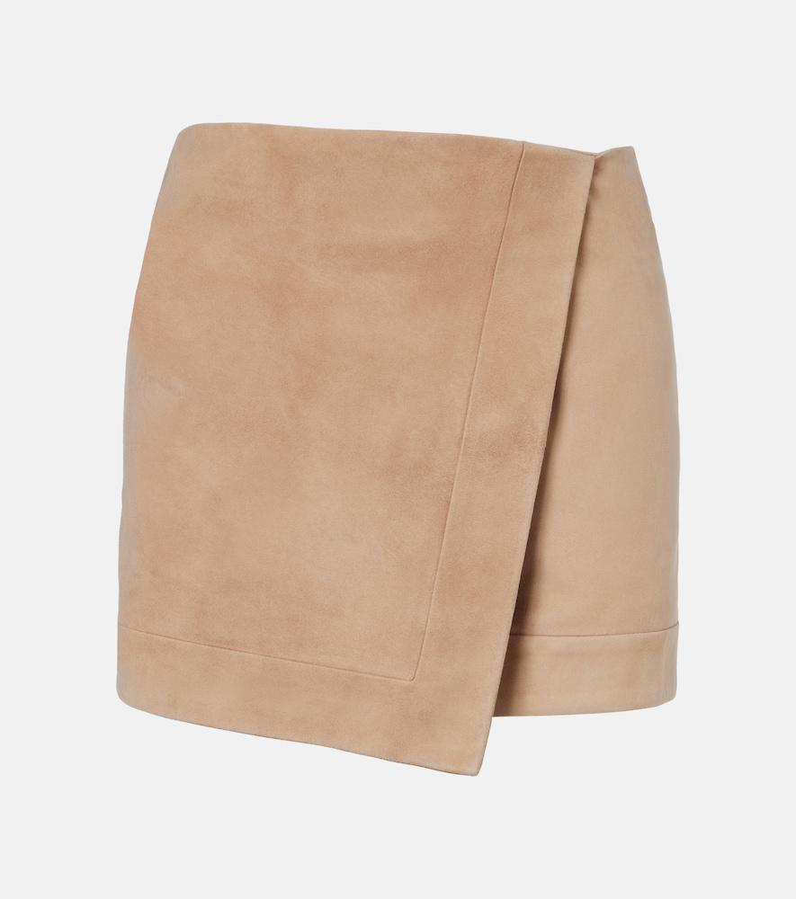 balmain suede wrap skirt