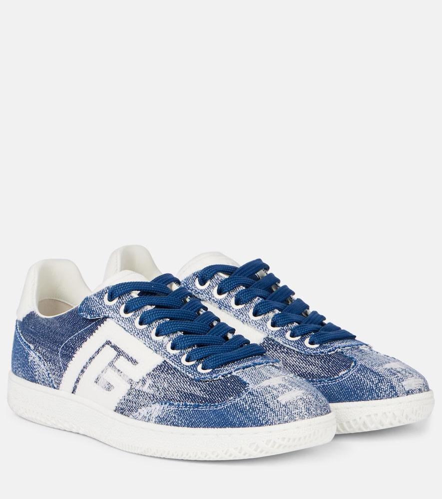 balmain swan denim sneakers