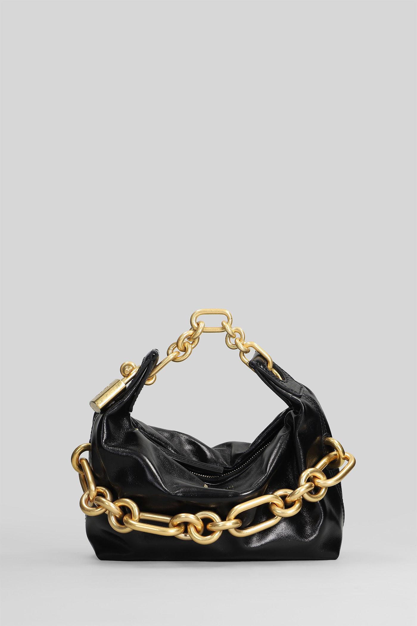 balmain sync mini shoulder bag in black leather