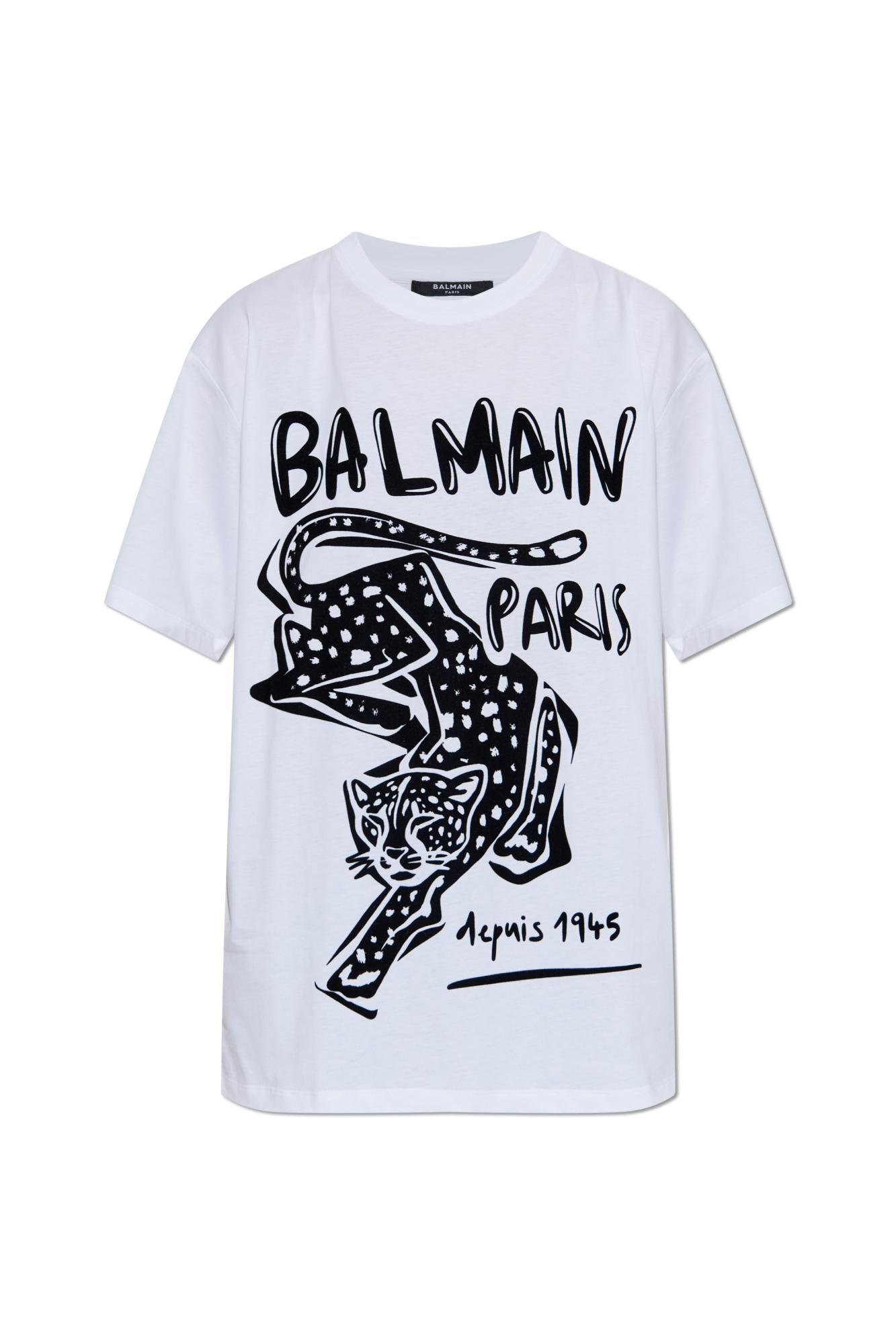 balmain t-shirt with a velvet-finish print
