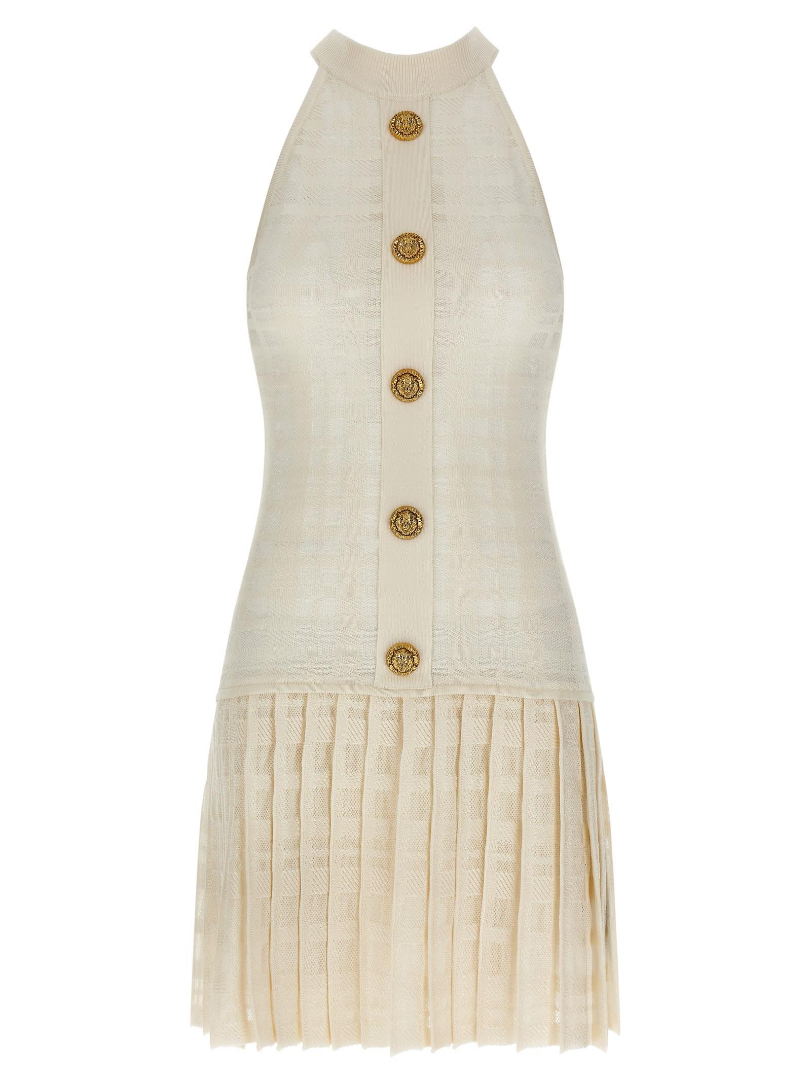 balmain tartan knit dress