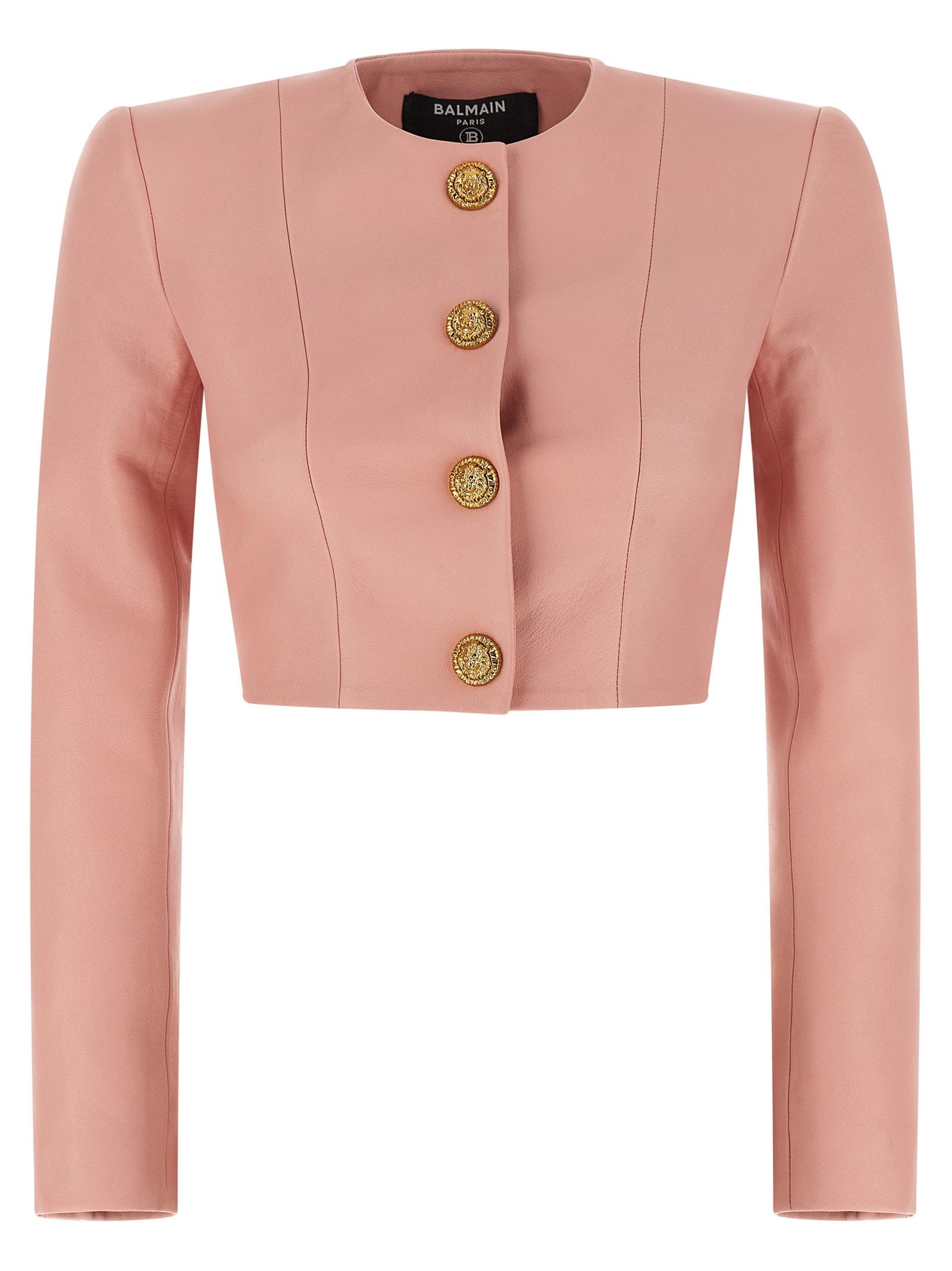 balmain testa di leone bolero blazer
