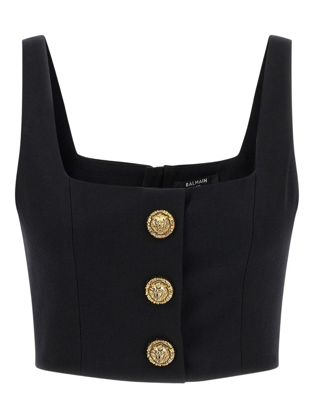 balmain top black virgin wool - women
