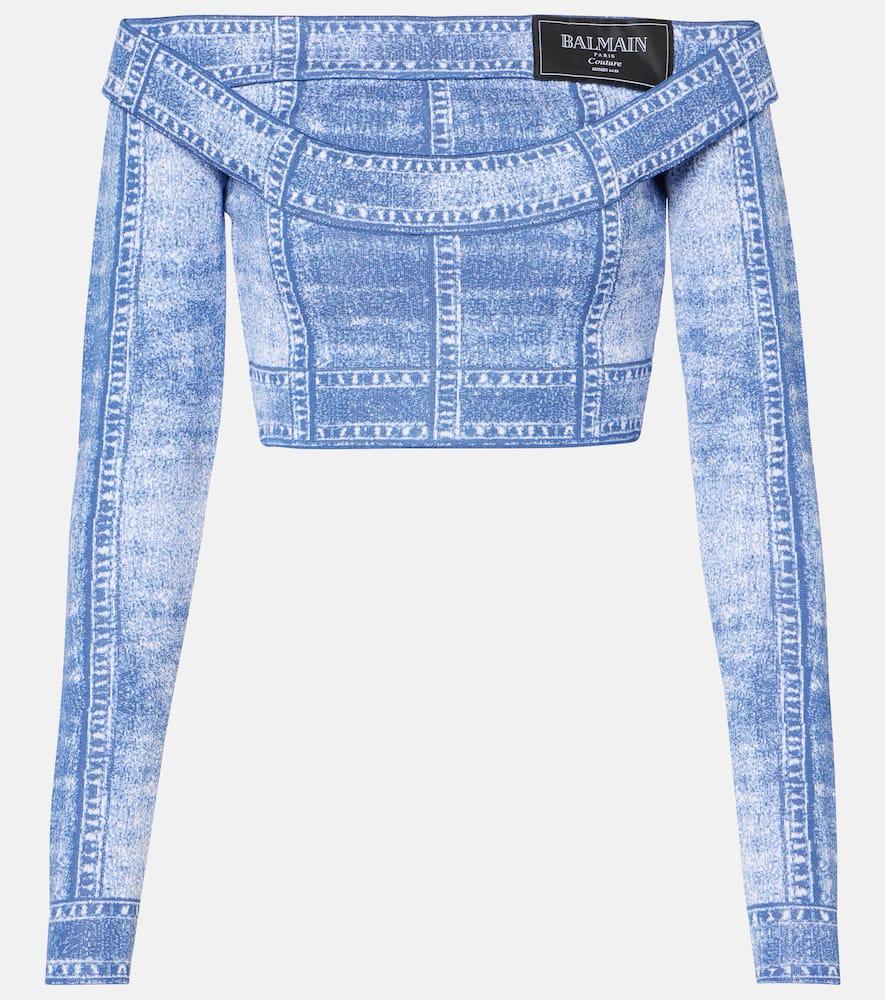 balmain trompe l'oeil crop top