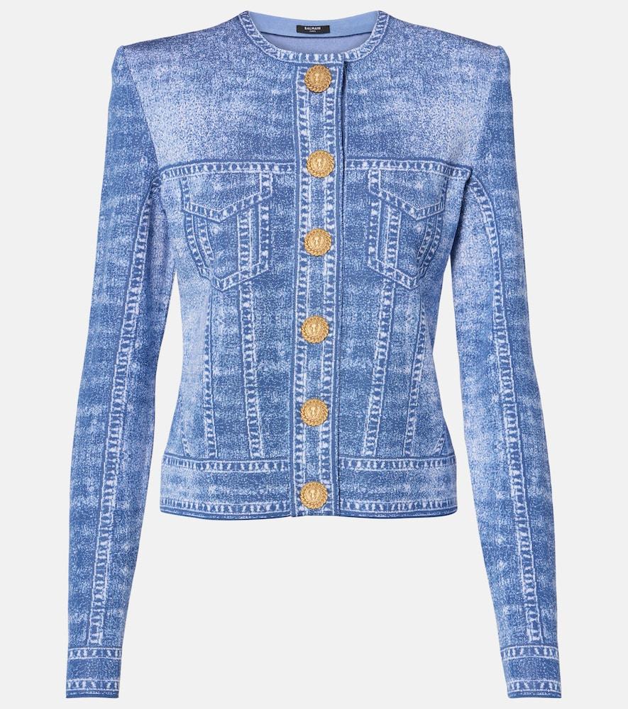 balmain trompe l'oeil jacquard cardigan