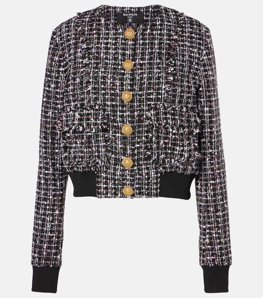 balmain tweed bomber jacket