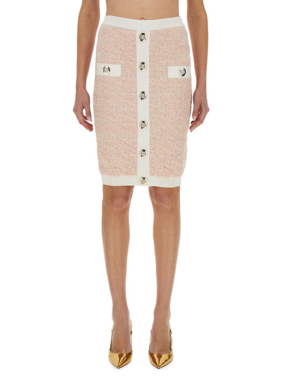 balmain tweed midi skirt