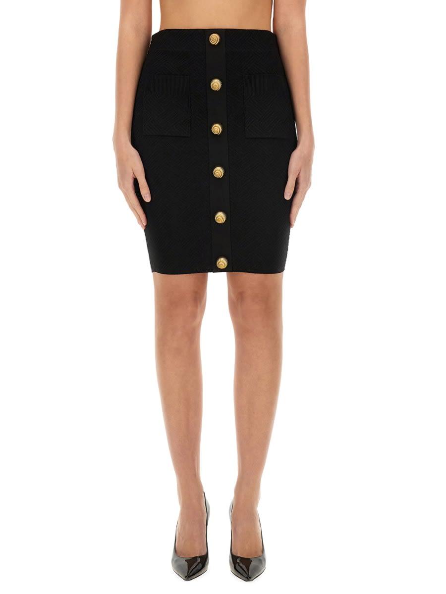 balmain vichy knit skirt