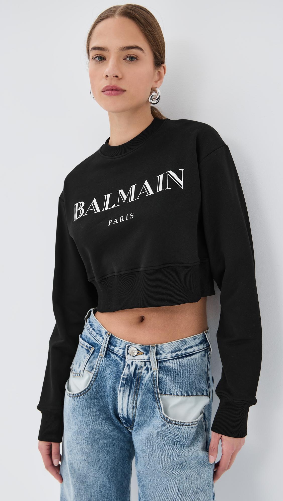 balmain vintage print crew neck sweatshirt