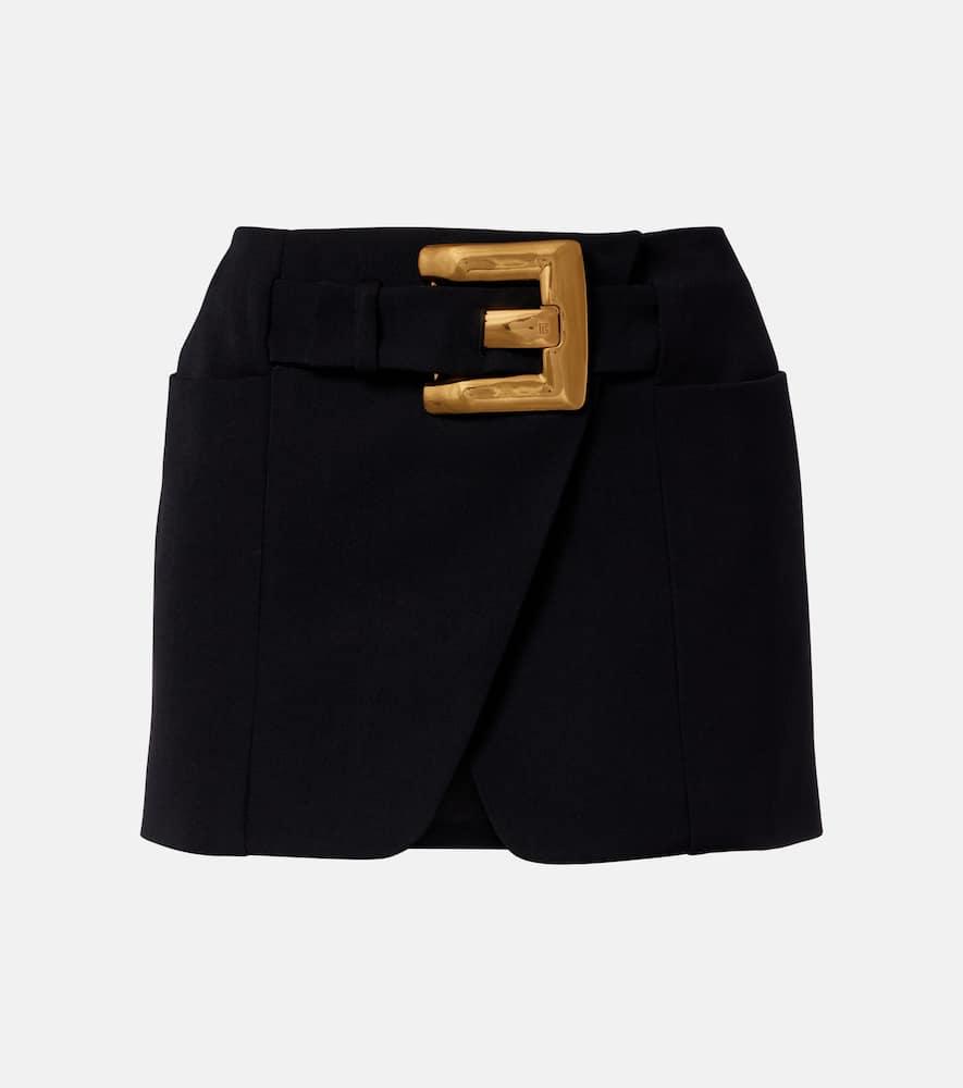 balmain virgin wool grain de poudre miniskirt