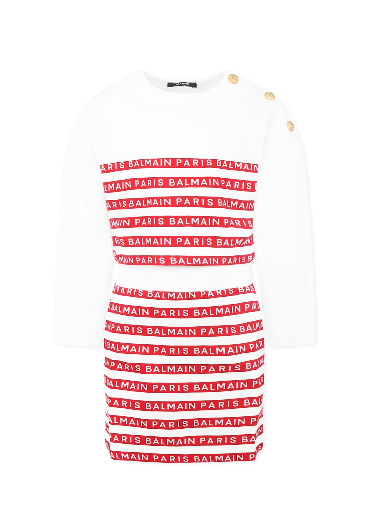 balmain white suit for girl with logo