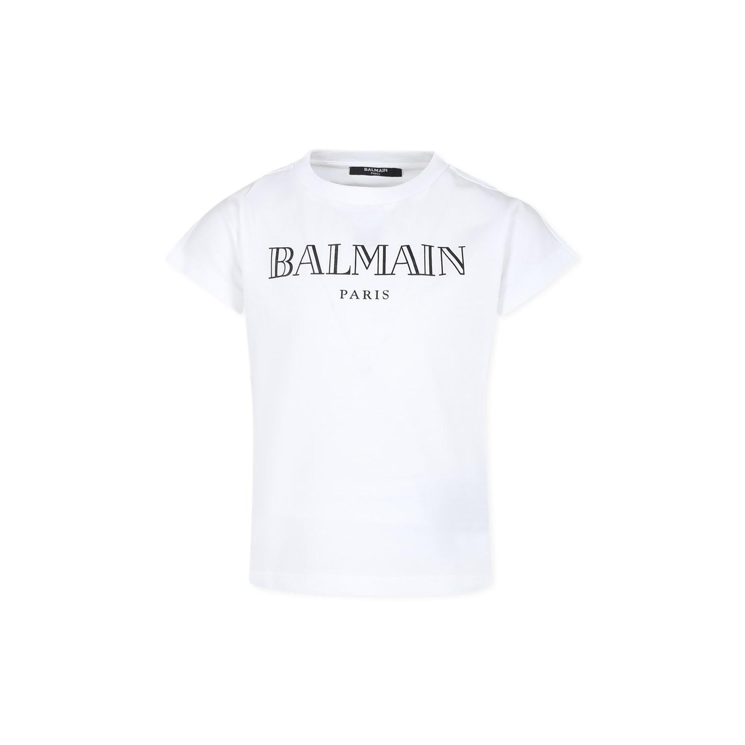 balmain white t-shirt for girl with logo