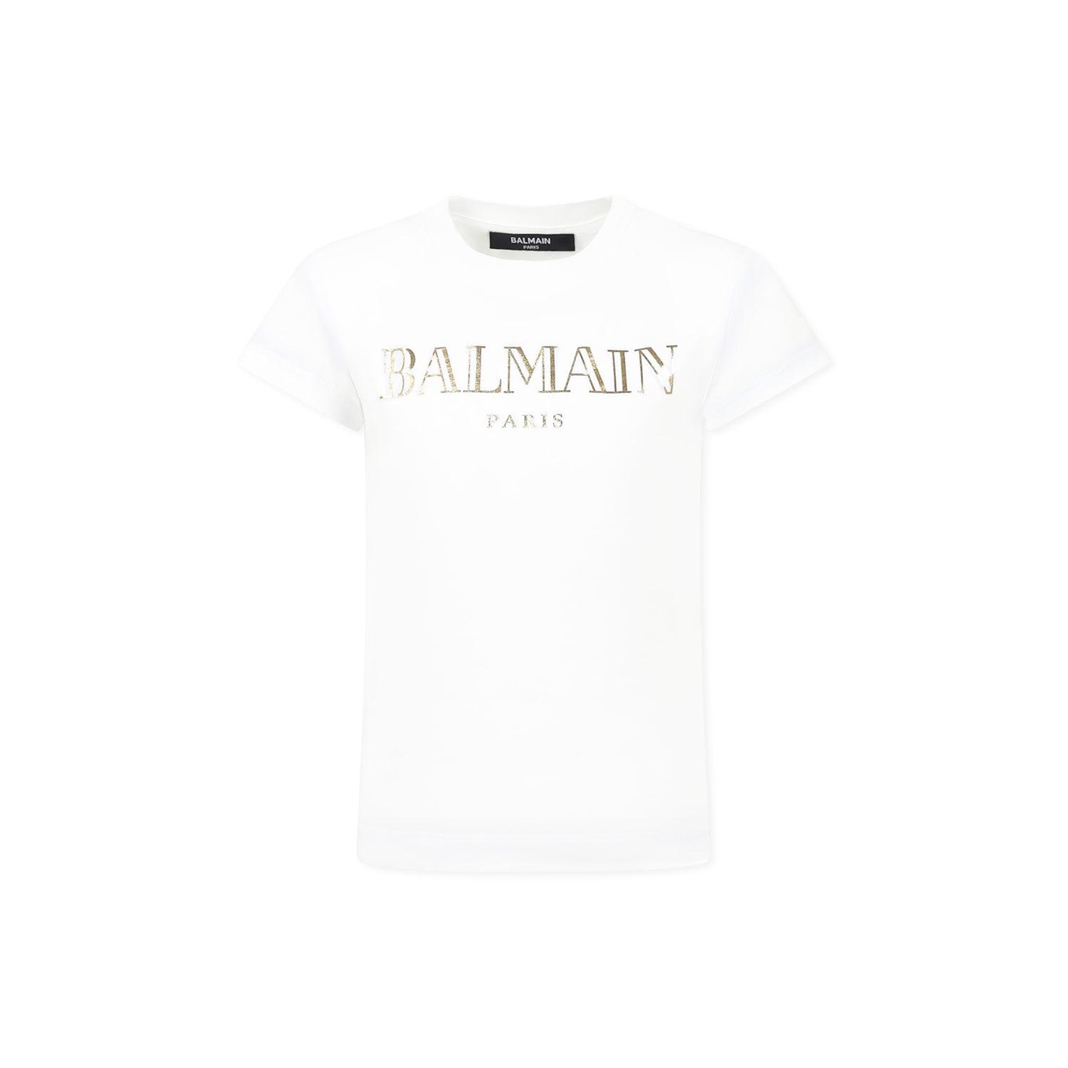 balmain white t-shirt for girl with logo