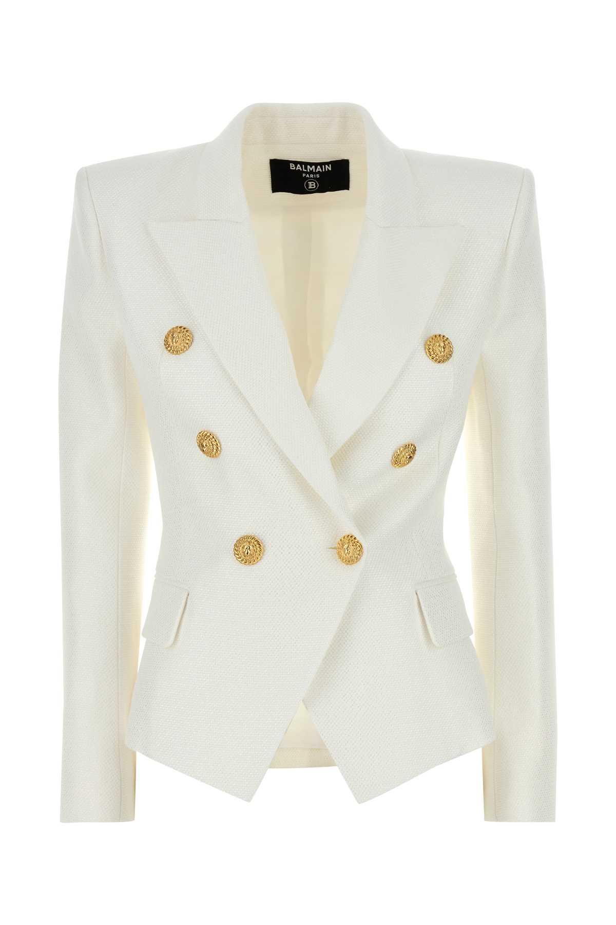 balmain white viscose blend blazer