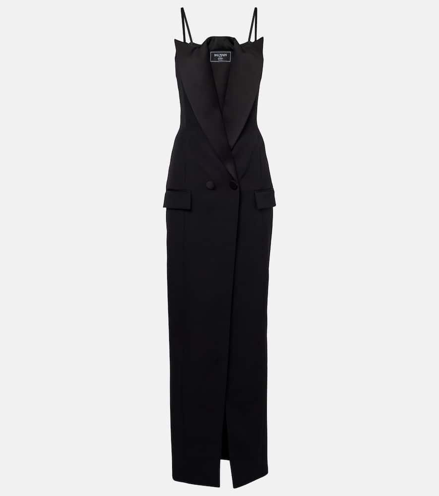 balmain wool grain de poudre gown