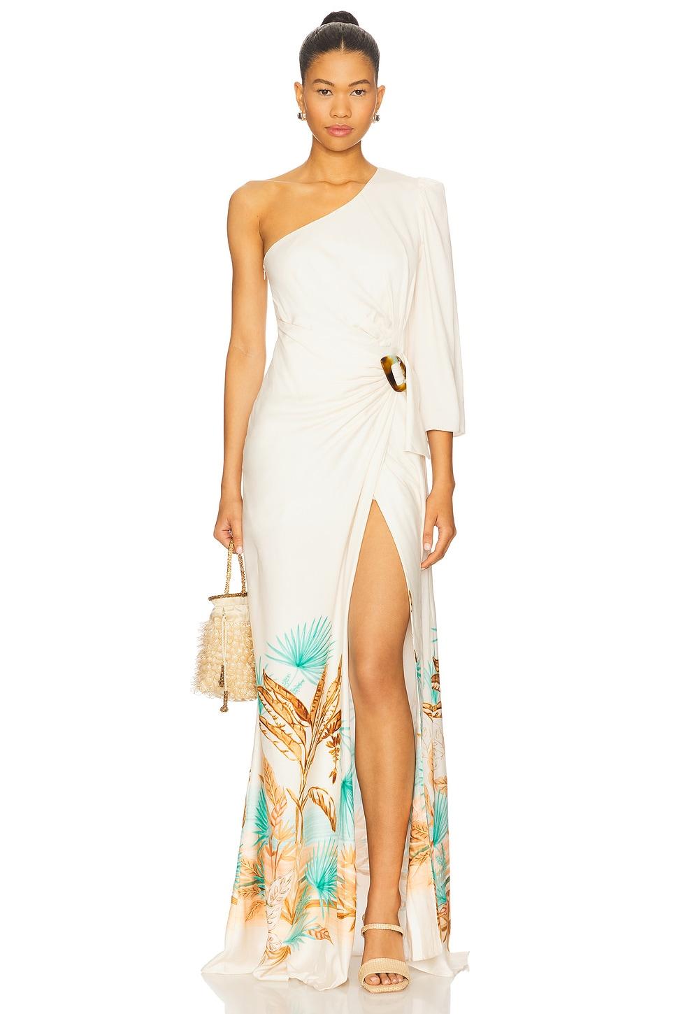bananeira tropical one shoulder maxi dress