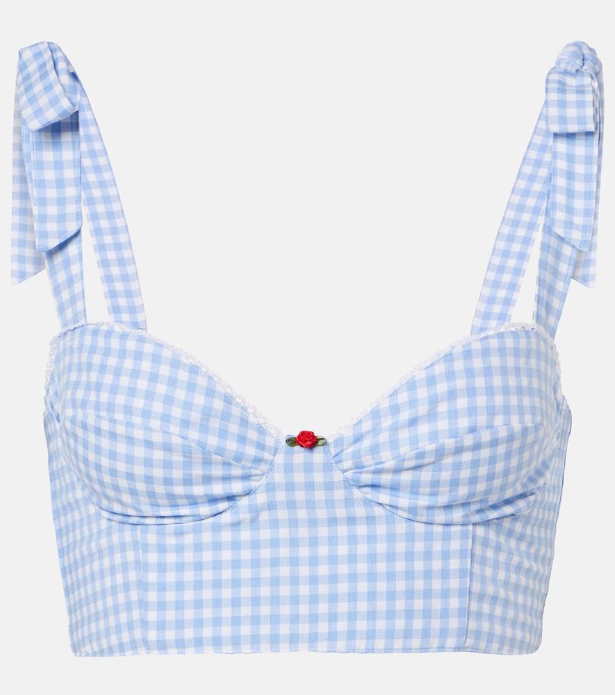 bananhot alba gingham cotton poplin crop top