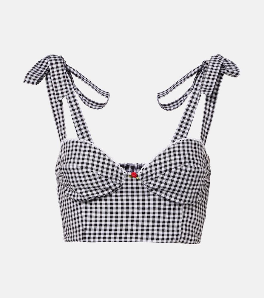 bananhot alba gingham cotton poplin crop top