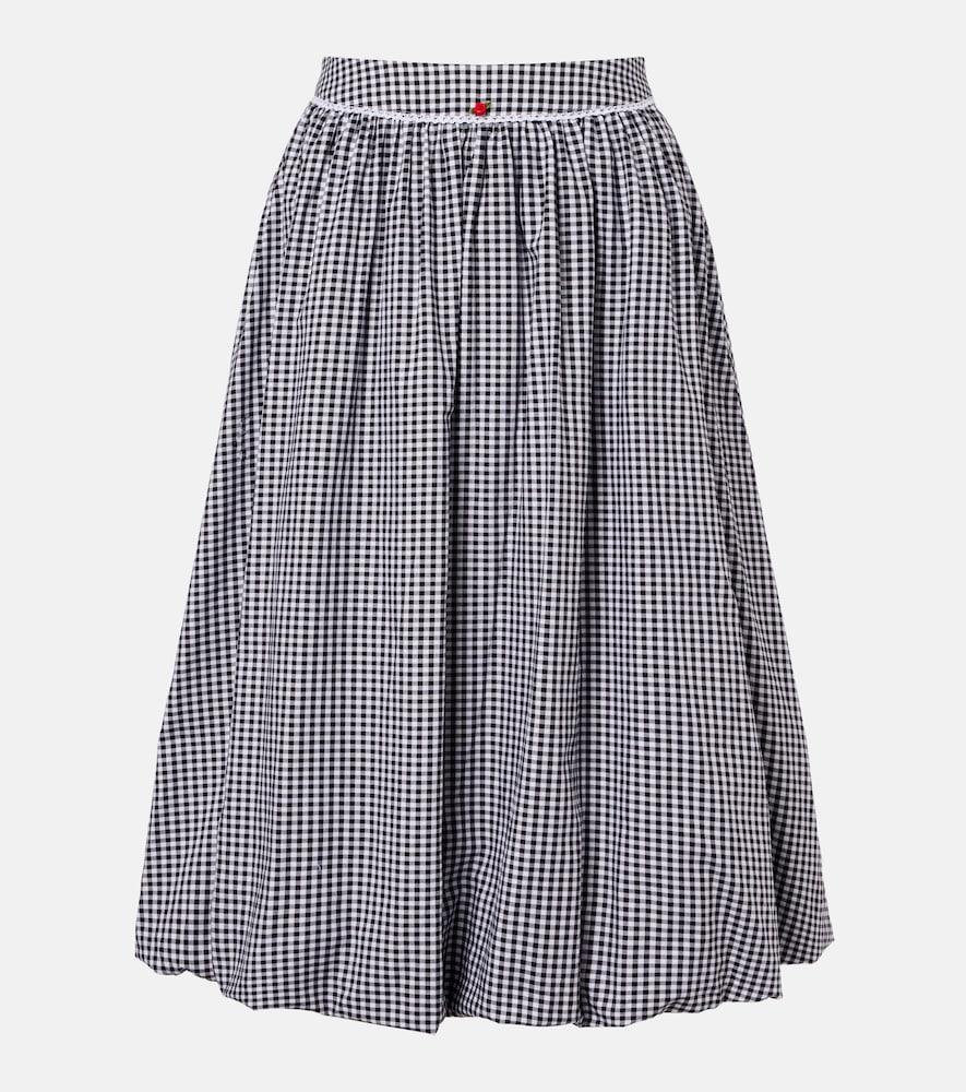 bananhot alba gingham cotton poplin midi skirt