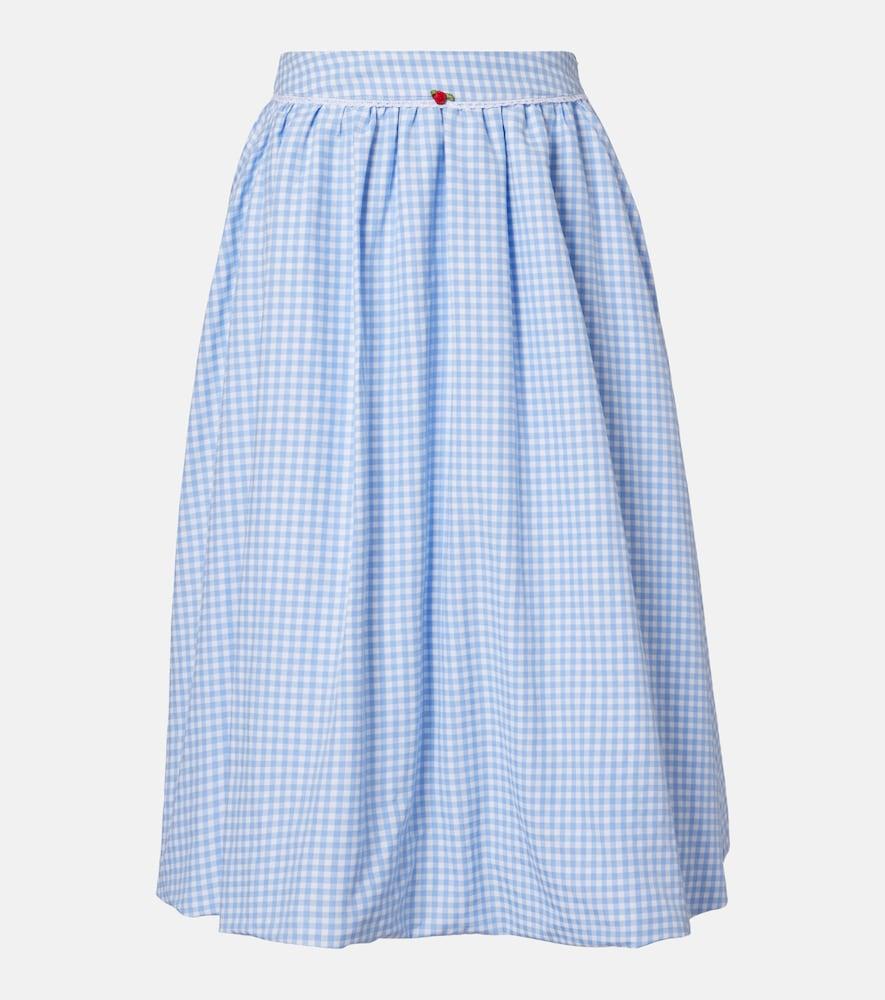 bananhot alba gingham cotton poplin midi skirt