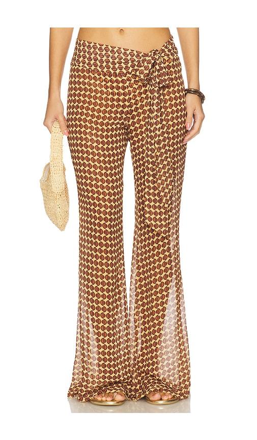 bananhot bowie wide leg pants in brown.