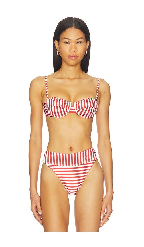 bananhot chess bustier bikini top in cream.