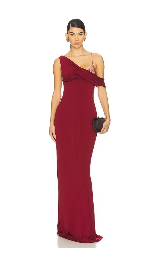 bananhot elektra dress in burgundy.